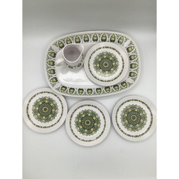 Noritake Progression Palos Verde 1 Serving & 4 Salad Plates & Creamer Excellent! - Picture 3 of 4